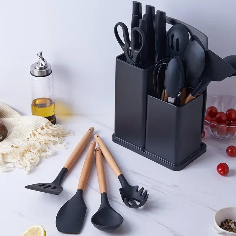 2024 New Style 19-Piece Kitchen Tool Set | Silicone Kitchen Utensils in Black, Green, Pink, Gray | Cooking Tools Set ShopOnlyDeal