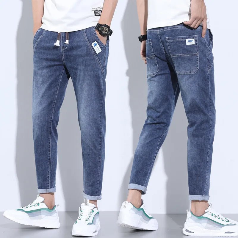 2024 New Summer Thin Style Korean Street Luxury Work Pants | Men's Elastic Waist Jogger Jeans | Work Wear Clothing Denim Jeans ShopOnlyDeal