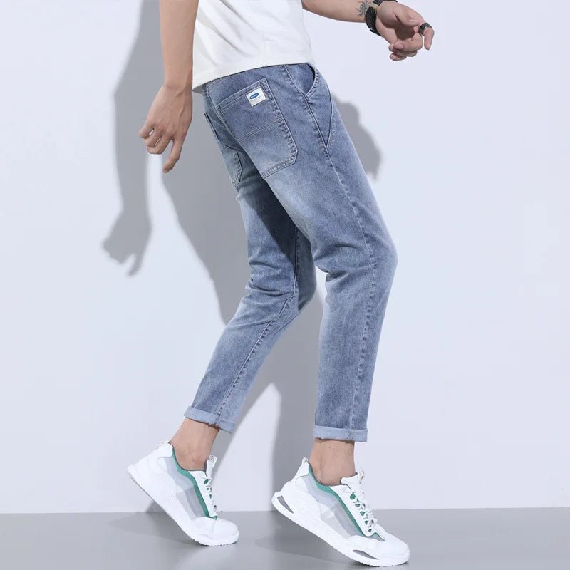 2024 New Summer Thin Style Korean Street Luxury Work Pants | Men's Elastic Waist Jogger Jeans | Work Wear Clothing Denim Jeans ShopOnlyDeal