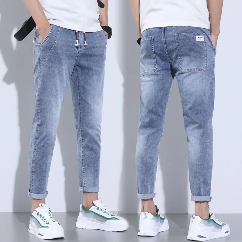 2024 New Summer Thin Style Korean Street Luxury Work Pants | Men's Elastic Waist Jogger Jeans | Work Wear Clothing Denim Jeans ShopOnlyDeal