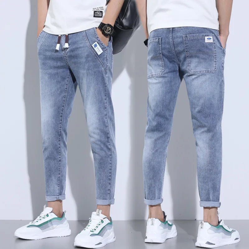 2024 New Summer Thin Style Korean Street Luxury Work Pants | Men's Elastic Waist Jogger Jeans | Work Wear Clothing Denim Jeans ShopOnlyDeal