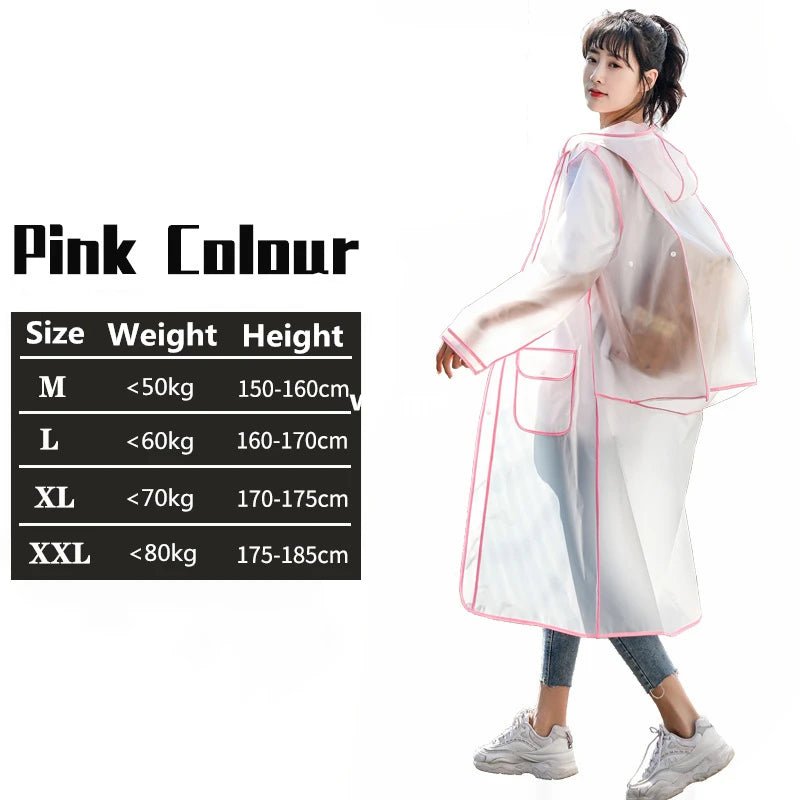 2024 New Waterproof Transparent Eva Clear Long Ladies Raincoats Women Men Fashion Rain Coat Jackets Hooded With Schoolbag space ShopOnlyDeal