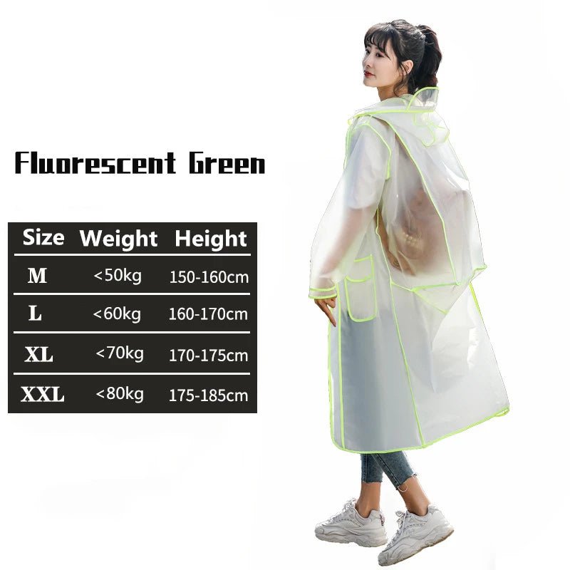 2024 New Waterproof Transparent Eva Clear Long Ladies Raincoats Women Men Fashion Rain Coat Jackets Hooded With Schoolbag space ShopOnlyDeal