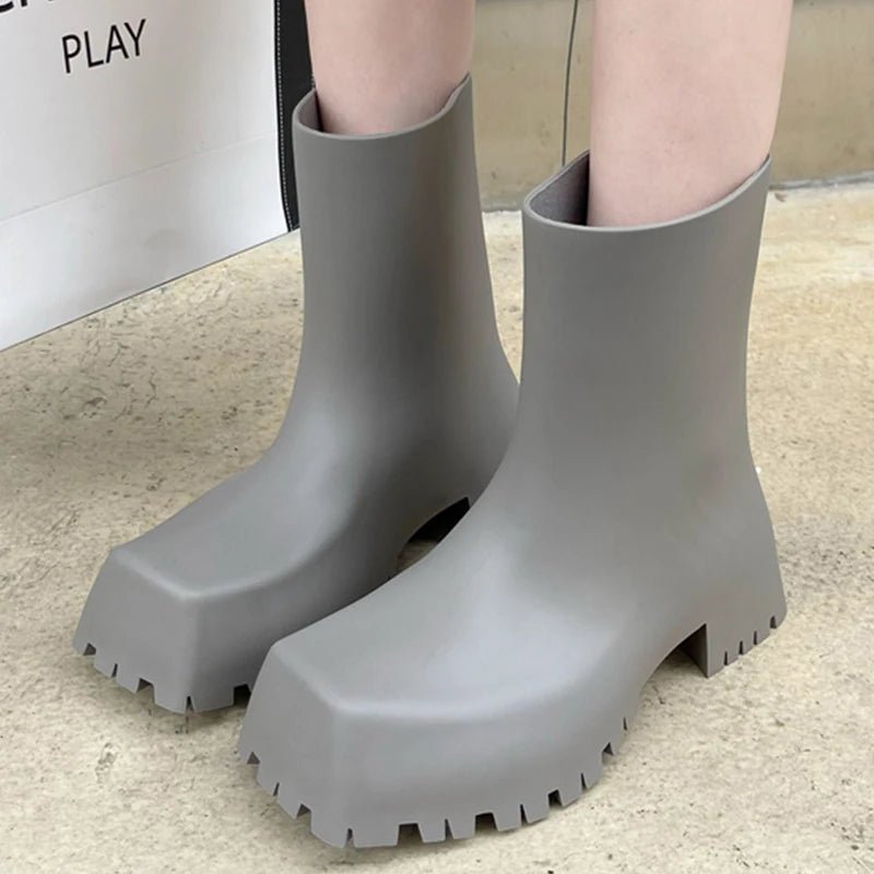 2024 Rainboots Boots Women Slip-On Ankle Boots Fashion Platform Short Shoes Non-slip Waterproof Boots for Women Rain Booties ShopOnlyDeal