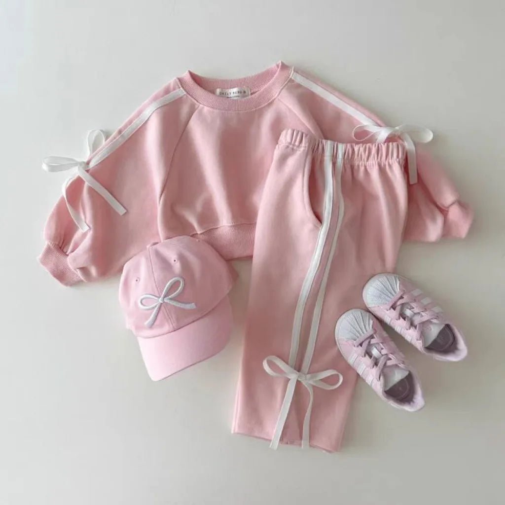 2024 Spring New Children's Long Sleeve Sports Set | Baby Girl Cute Bow Sweatshirt + Pants 2pcs Suit | Toddler Versatile Casual Outfits ShopOnlyDeal