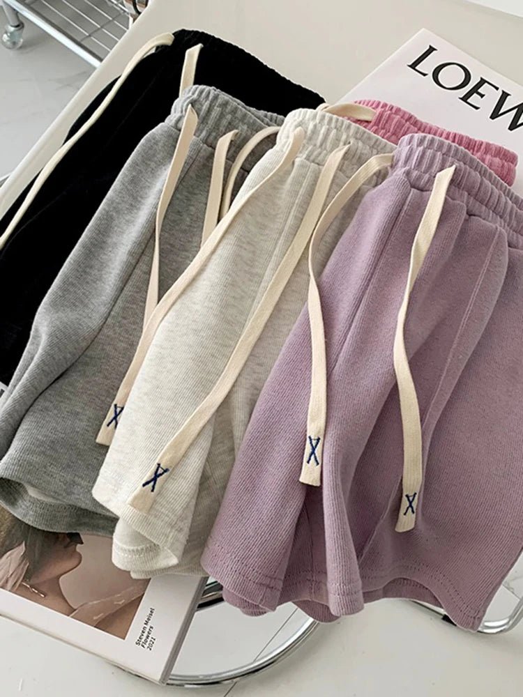 2024 Summer Shorts for Women | Elasticity Lovely Girls Korean Style | Sweet Students Harajuku Simple Pure Gray Oversize Trousers Female ShopOnlyDeal