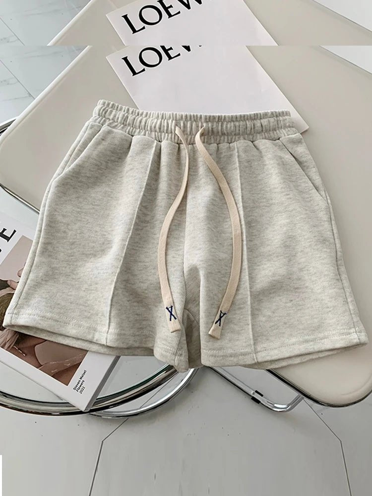 2024 Summer Shorts for Women | Elasticity Lovely Girls Korean Style | Sweet Students Harajuku Simple Pure Gray Oversize Trousers Female ShopOnlyDeal