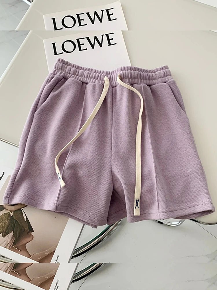 2024 Summer Shorts for Women | Elasticity Lovely Girls Korean Style | Sweet Students Harajuku Simple Pure Gray Oversize Trousers Female ShopOnlyDeal