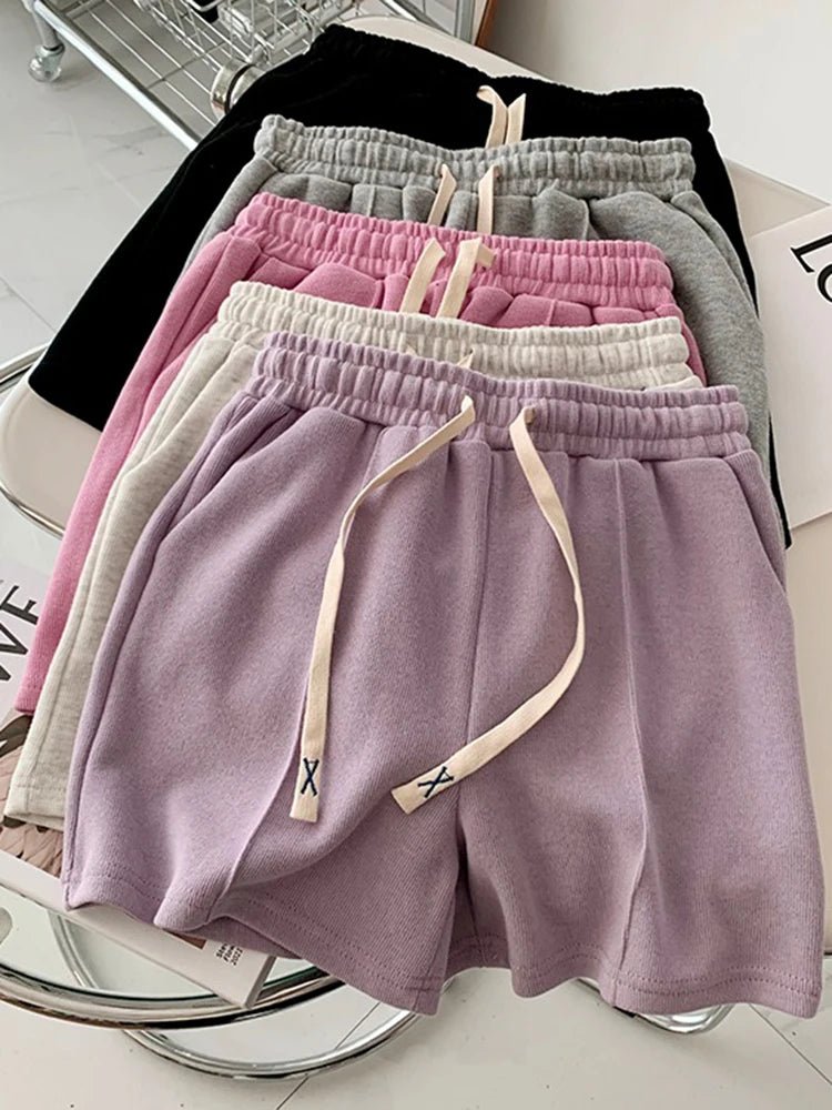 2024 Summer Shorts for Women | Elasticity Lovely Girls Korean Style | Sweet Students Harajuku Simple Pure Gray Oversize Trousers Female ShopOnlyDeal