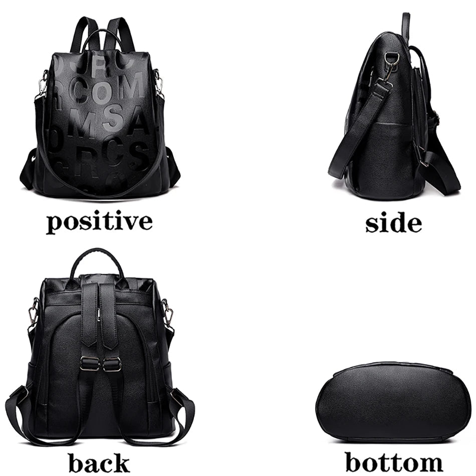 2024 Women's Backpack | High Quality Soft Leather Backpack | School Bags for Girls | Large Capacity Anti-Theft Travel Backpack Sac ShopOnlyDeal