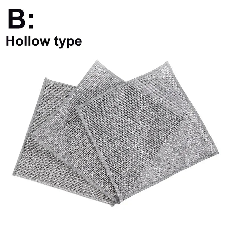 20cm Steel Wire Cleaning Cloth Double -layer Non -stick Oil Iron Dishrag Kitchen Pan Pot Dishes Cloths Rag Napery Dishcloth Rags ShopOnlyDeal