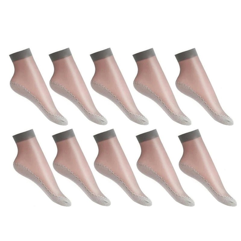 20pcs=10 Pairs Spring Summer Women's Soft Socks | Thin Silk Socks with Non-Slip Bottom | Fashion Transparent Breathable Ladies' Socks ShopOnlyDeal