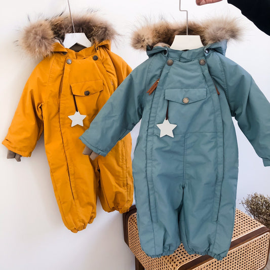 ins explosive mat boys and girls baby Nordic style cute waterproof wind and snow ski jumpsuit NY24 does not contain fur collarsettings ShopOnlyDeal