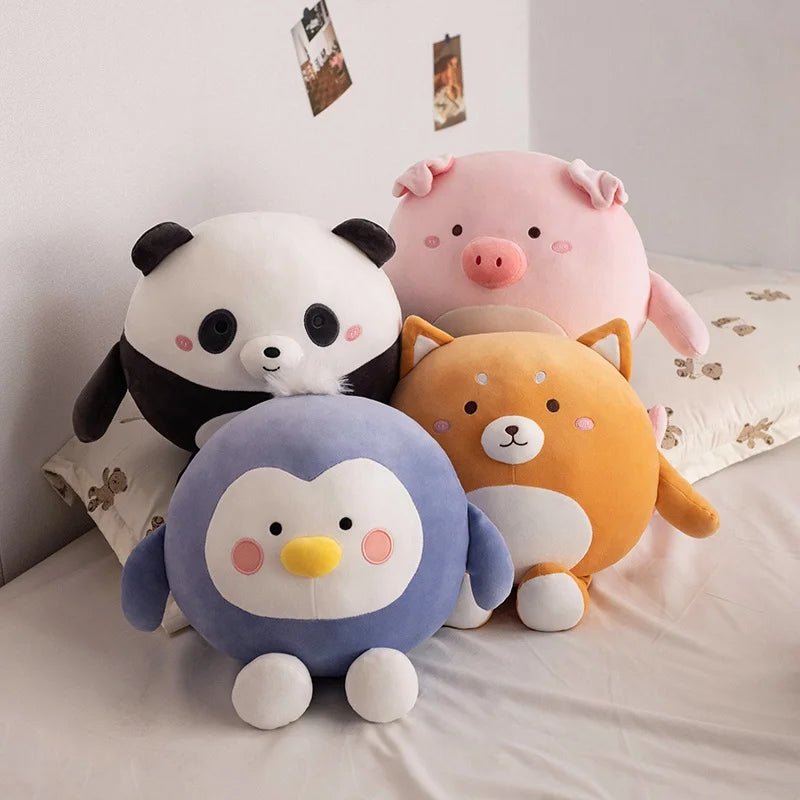 23cm-45cm Cuddly Round Panda Shiba Inu Pig Penguin Kawaii Zoo Animal Plush Pillow Cushion | Stuffed Doll | Kids Birthday Gift ShopOnlyDeal