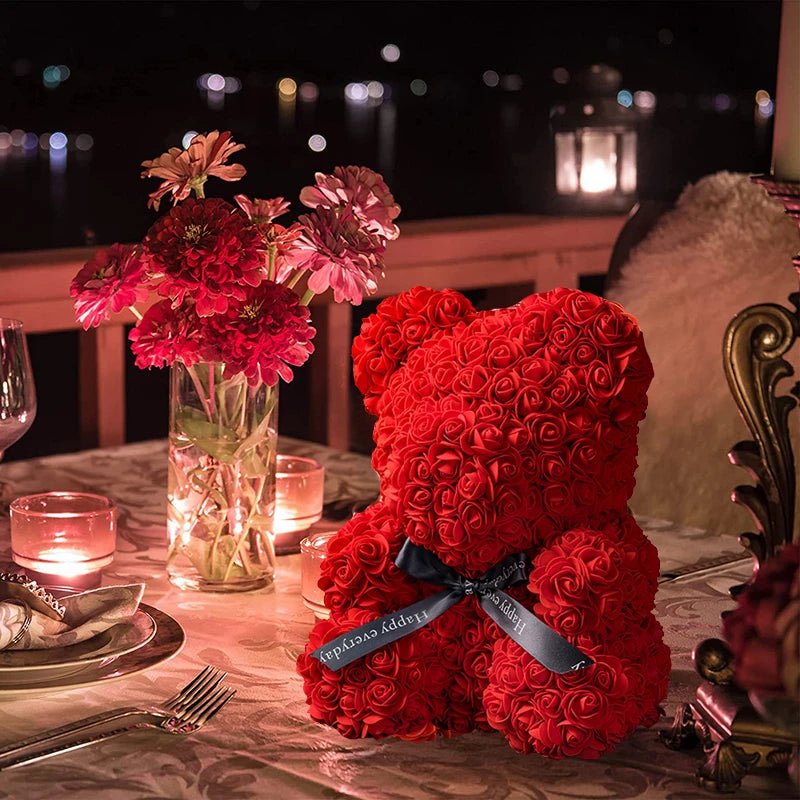 23cm LED Red Rose Teddy Bear: Perfect Christmas & Valentine's Day Gift - Artificial Rose Flower Decoration for Birthdays and Valentines ShopOnlyDeal