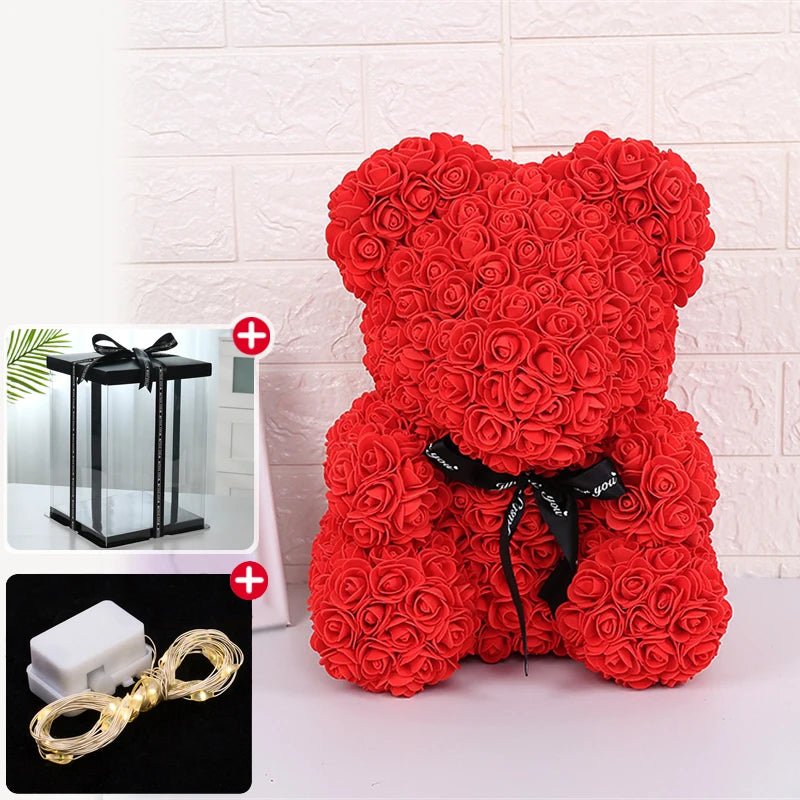 23cm LED Red Rose Teddy Bear: Perfect Christmas & Valentine's Day Gift - Artificial Rose Flower Decoration for Birthdays and Valentines ShopOnlyDeal