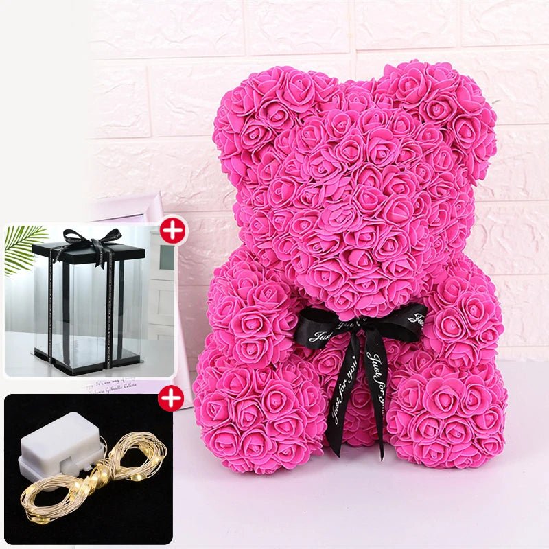 23cm LED Red Rose Teddy Bear: Perfect Christmas & Valentine's Day Gift - Artificial Rose Flower Decoration for Birthdays and Valentines ShopOnlyDeal