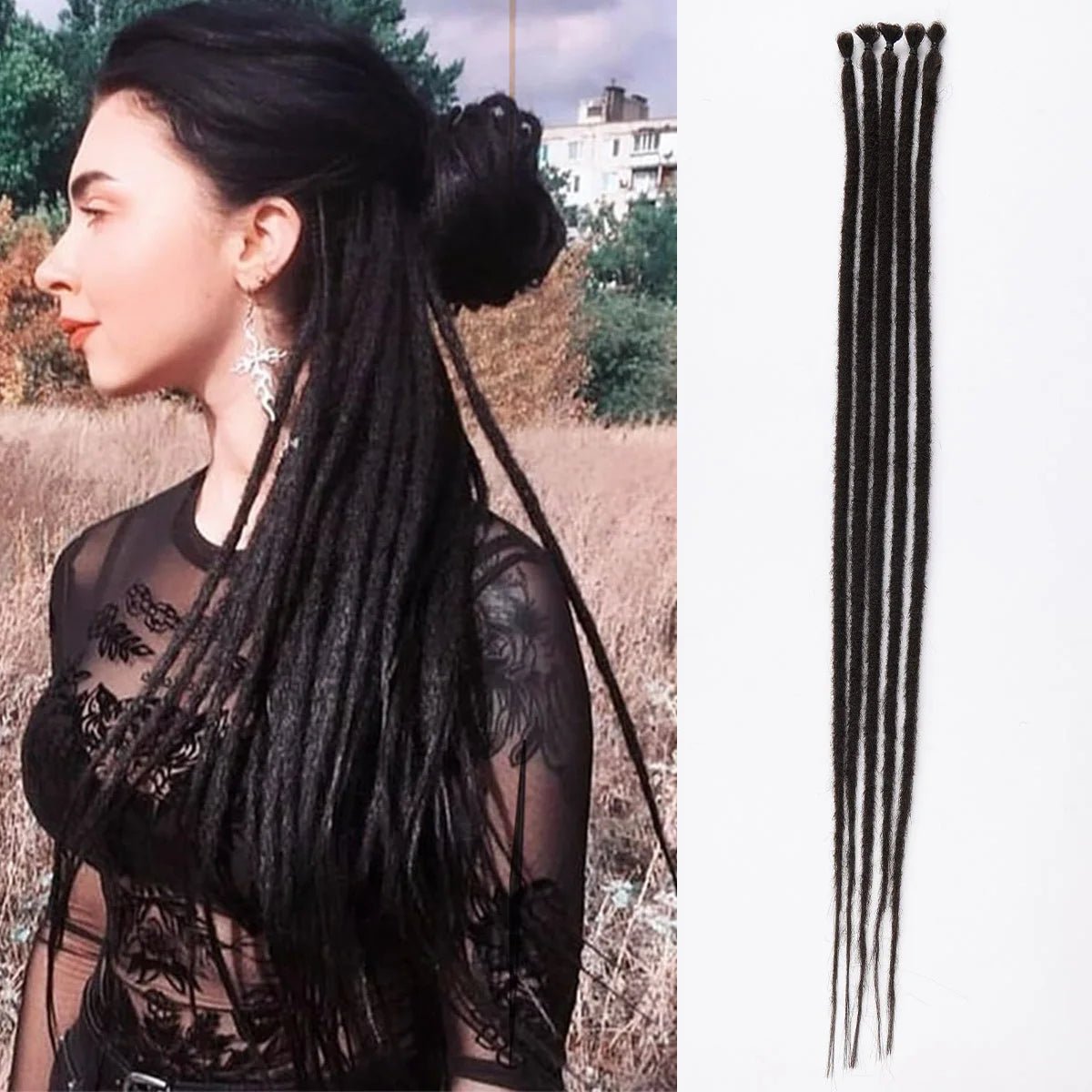 24 Inch Synthetic Dreadlock Extensions | 5 Strands Hippie Dreads | Ombre Color | 0.6 cm Width Loc Extensions | Reggae Style Crochet Hair ShopOnlyDeal