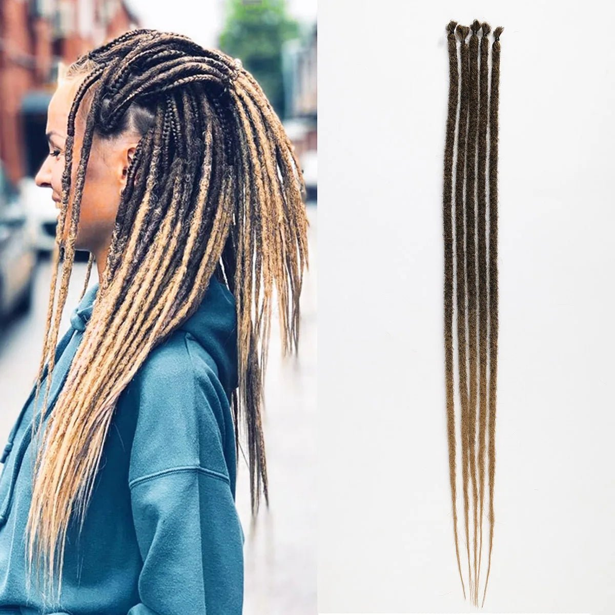 24 Inch Synthetic Dreadlock Extensions | 5 Strands Hippie Dreads | Ombre Color | 0.6 cm Width Loc Extensions | Reggae Style Crochet Hair ShopOnlyDeal