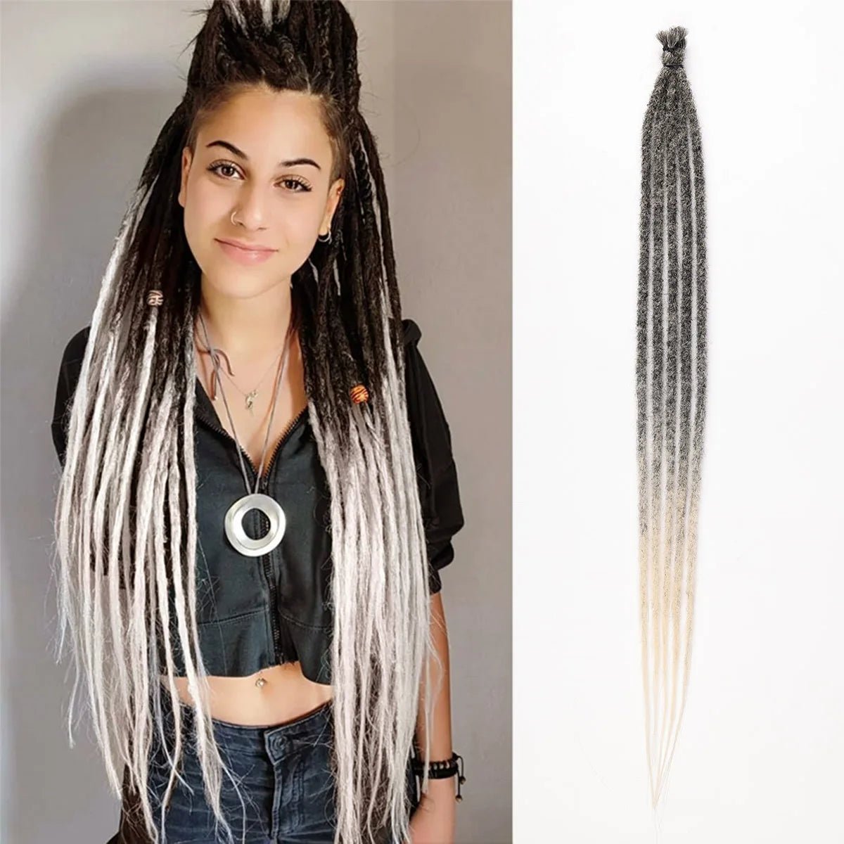 24 Inch Synthetic Dreadlock Extensions | 5 Strands Hippie Dreads | Ombre Color | 0.6 cm Width Loc Extensions | Reggae Style Crochet Hair ShopOnlyDeal