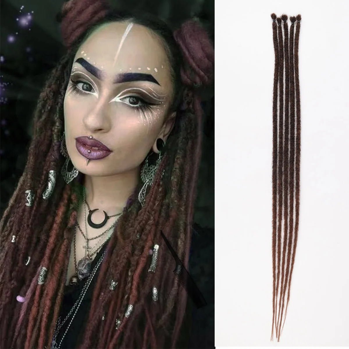 24 Inch Synthetic Dreadlock Extensions | 5 Strands Hippie Dreads | Ombre Color | 0.6 cm Width Loc Extensions | Reggae Style Crochet Hair ShopOnlyDeal