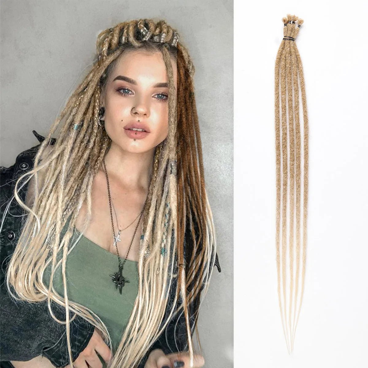 24 Inch Synthetic Dreadlock Extensions | 5 Strands Hippie Dreads | Ombre Color | 0.6 cm Width Loc Extensions | Reggae Style Crochet Hair ShopOnlyDeal