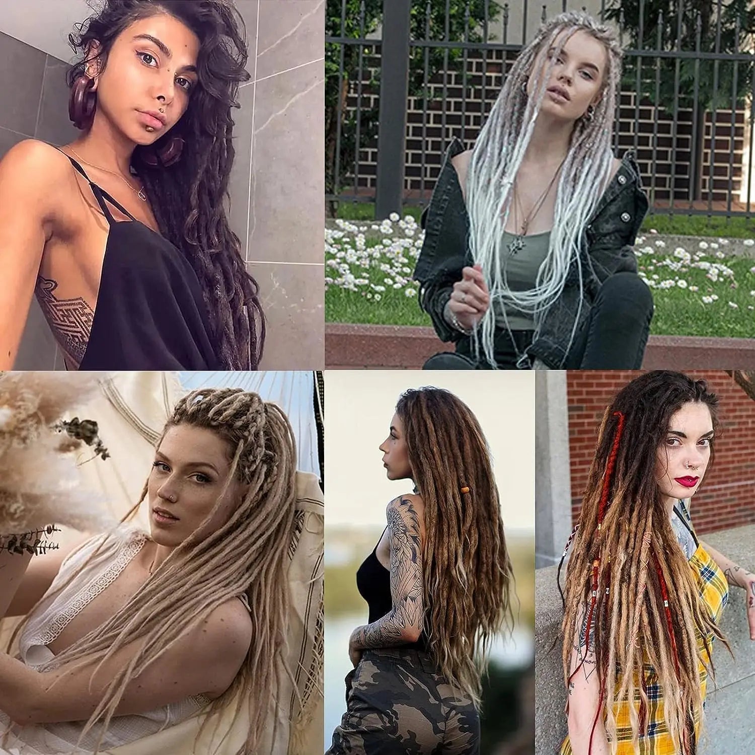 24 Inch Synthetic Dreadlock Extensions | 5 Strands Hippie Dreads | Ombre Color | 0.6 cm Width Loc Extensions | Reggae Style Crochet Hair ShopOnlyDeal