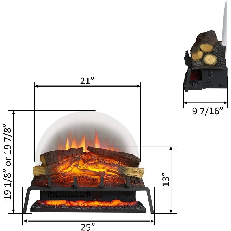 25" W Free Standing Electric Fireplace Log Set - Nora 25 Style with Realistic Flames, Heater 750W/1500W, Crackling Sound for Cozy Living Rooms 🏠🔥 ShopOnlyDeal