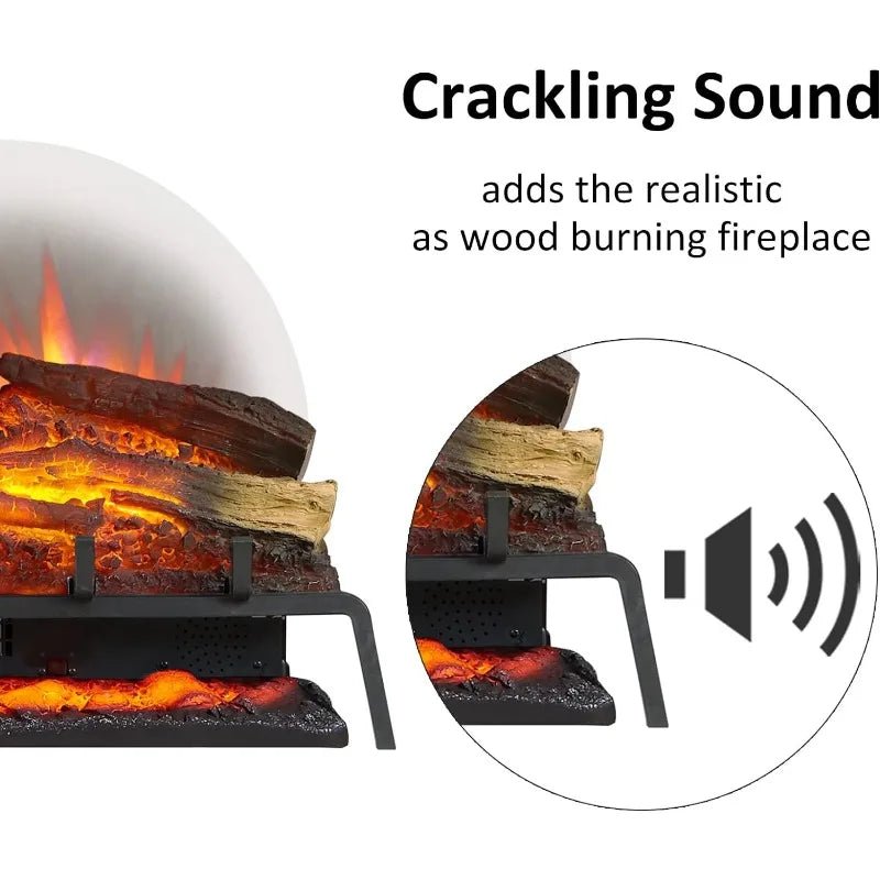 25" W Free Standing Electric Fireplace Log Set - Nora 25 Style with Realistic Flames, Heater 750W/1500W, Crackling Sound for Cozy Living Rooms 🏠🔥 ShopOnlyDeal