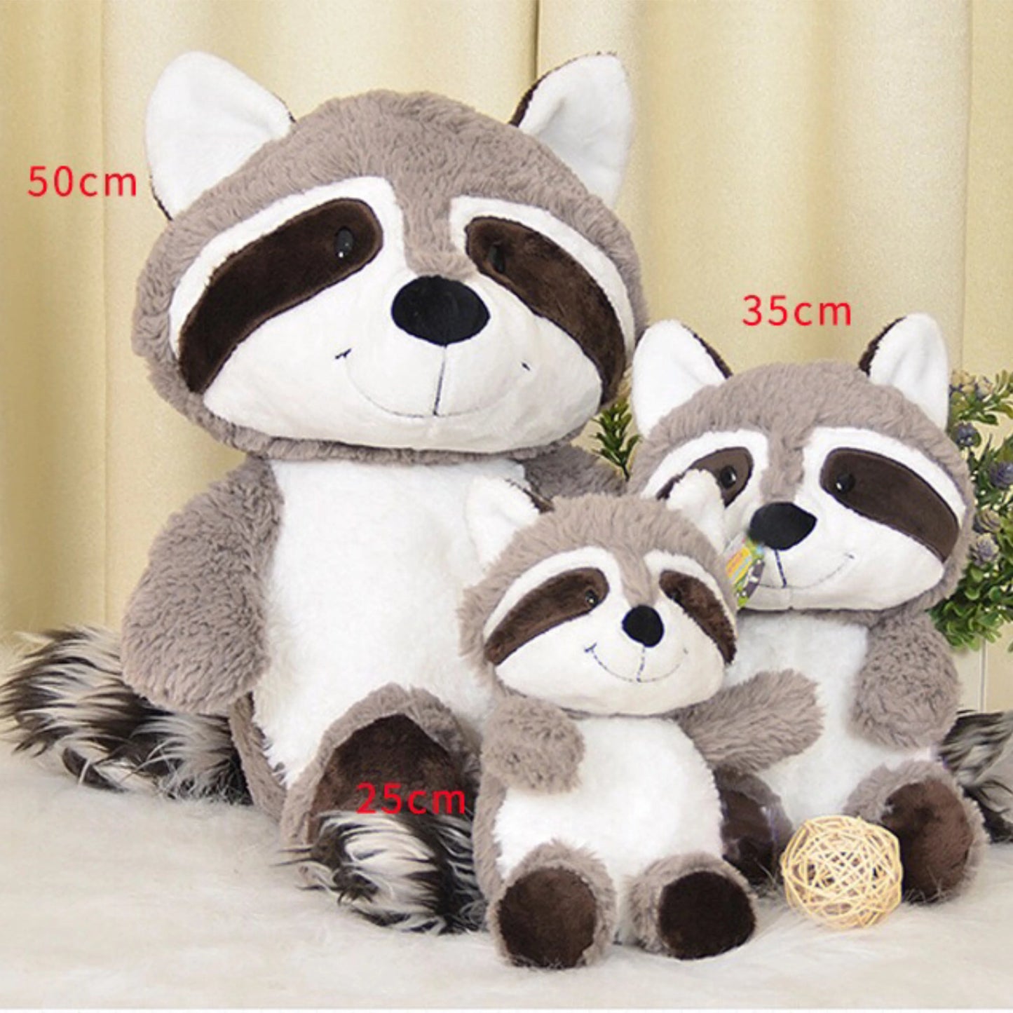 25cm Lovely Raccoon Plush Toy - Cute Soft Stuffed Animals Doll Pillow for Girls, Children, Kids - Baby Birthday Gift, Adorable and Huggable Companion for Cuddles and Play ShopOnlyDeal