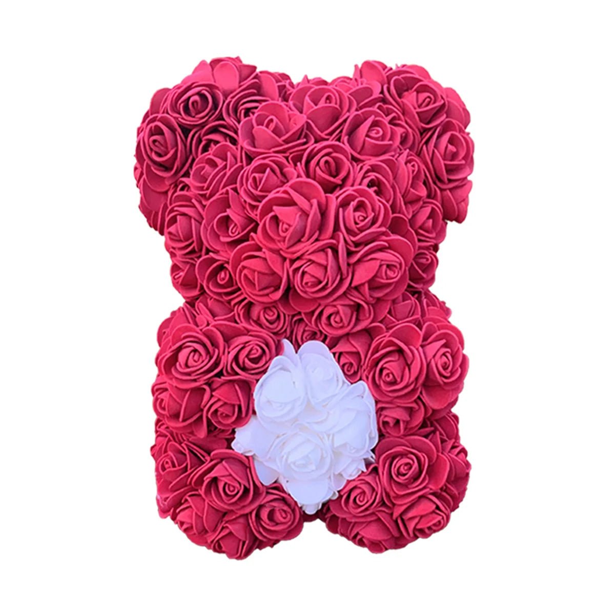 25cm Rose Teddy Bear - Hearth Shaped Artificial Flower Bear, Perfect for Women, Valentine's, Wedding, Birthday, Christmas Gifts ShopOnlyDeal