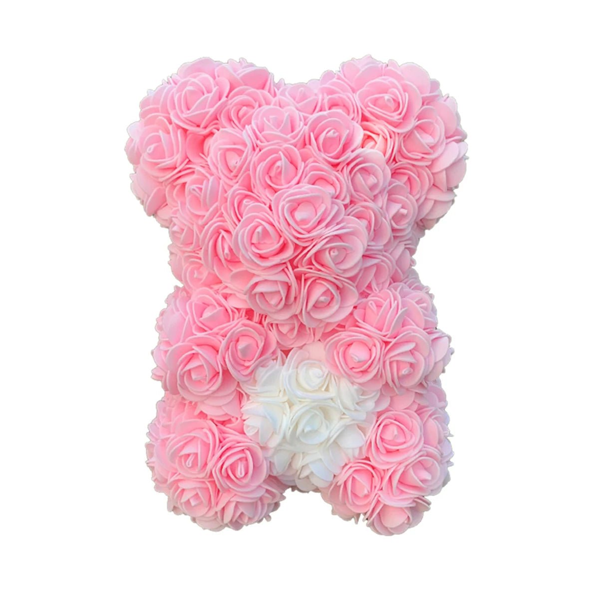 25cm Rose Teddy Bear - Hearth Shaped Artificial Flower Bear, Perfect for Women, Valentine's, Wedding, Birthday, Christmas Gifts ShopOnlyDeal