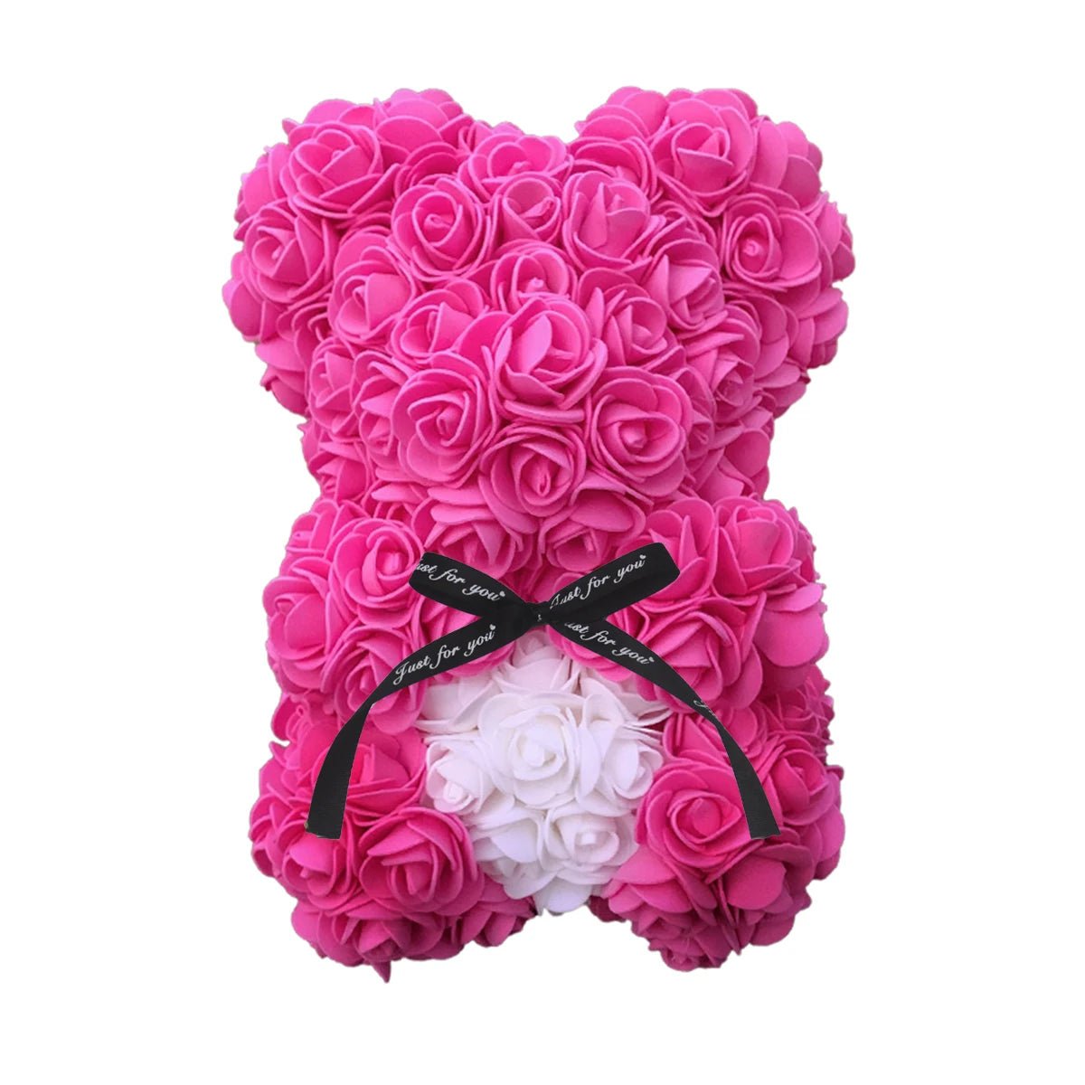 25cm Rose Teddy Bear - Hearth Shaped Artificial Flower Bear, Perfect for Women, Valentine's, Wedding, Birthday, Christmas Gifts ShopOnlyDeal