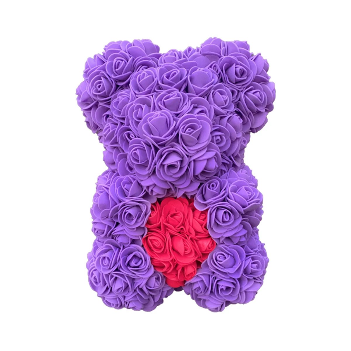 25cm Rose Teddy Bear - Hearth Shaped Artificial Flower Bear, Perfect for Women, Valentine's, Wedding, Birthday, Christmas Gifts ShopOnlyDeal