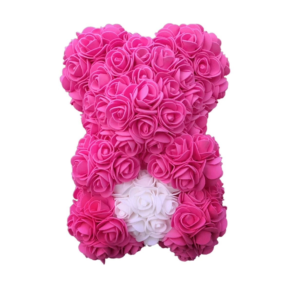 25cm Rose Teddy Bear - Hearth Shaped Artificial Flower Bear, Perfect for Women, Valentine's, Wedding, Birthday, Christmas Gifts ShopOnlyDeal