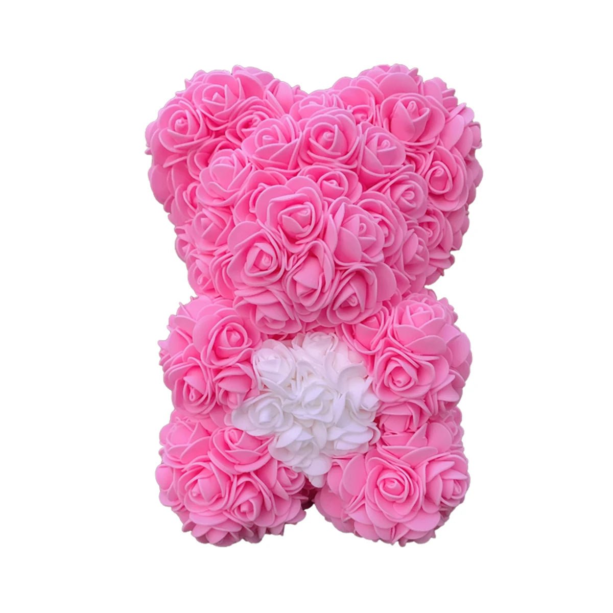 25cm Rose Teddy Bear - Hearth Shaped Artificial Flower Bear, Perfect for Women, Valentine's, Wedding, Birthday, Christmas Gifts ShopOnlyDeal