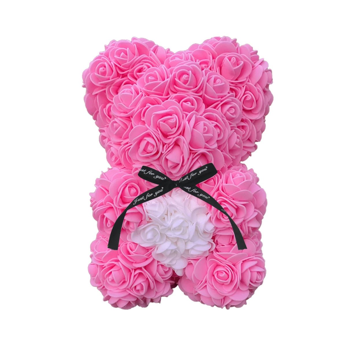 25cm Rose Teddy Bear - Hearth Shaped Artificial Flower Bear, Perfect for Women, Valentine's, Wedding, Birthday, Christmas Gifts ShopOnlyDeal