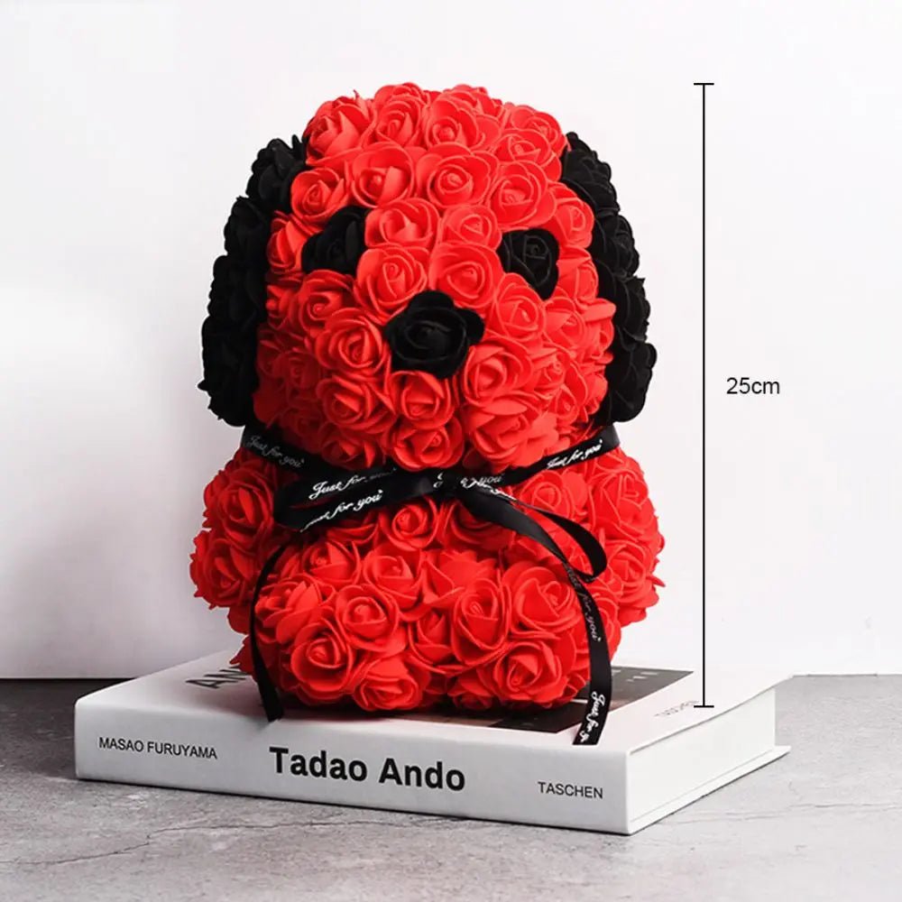 25cm Teddy Rose Dog - Artificial Flower Rose Dog, Perfect Christmas Decoration, Ideal for Home Decor, Valentines, Women, Mother's Gifts, Soap Foam Dog ShopOnlyDeal