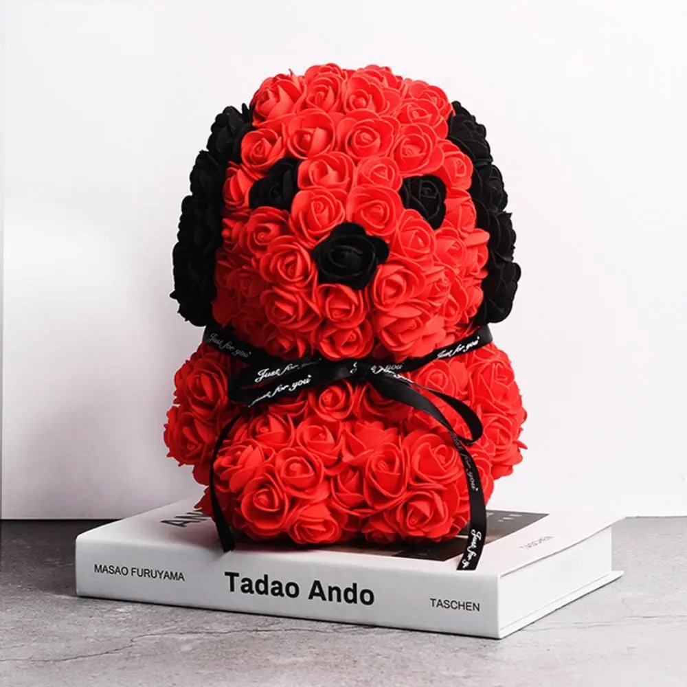 25cm Teddy Rose Dog - Artificial Flower Rose Dog, Perfect Christmas Decoration, Ideal for Home Decor, Valentines, Women, Mother's Gifts, Soap Foam Dog ShopOnlyDeal