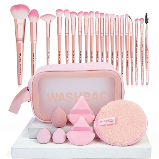 26PCS Makeup Tools Kit | 20PCS Foundation Makeup Brush Set with Triangle Powder Puff Makeup Sponge | Gift Set for Mother's Day ShopOnlyDeal