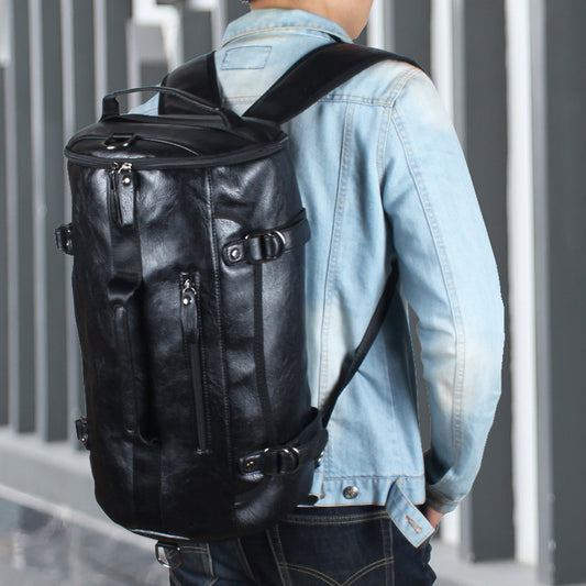 New Men's Backpack PU Leather Bag Korean Fashion Travel Backpack Men's Bag Single Shoulder Handbag Student Bag ShopOnlyDeal