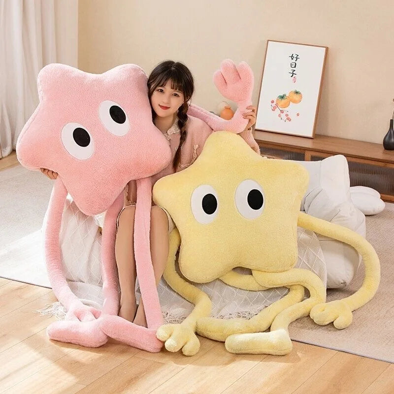 Funny Giant Long Legs Pentagon Stars Strip Throw Pillow - Kawaii Pink Cherry Blossom Plush Toy Headrest Cushion for Photo Ornaments, Yellow ShopOnlyDeal