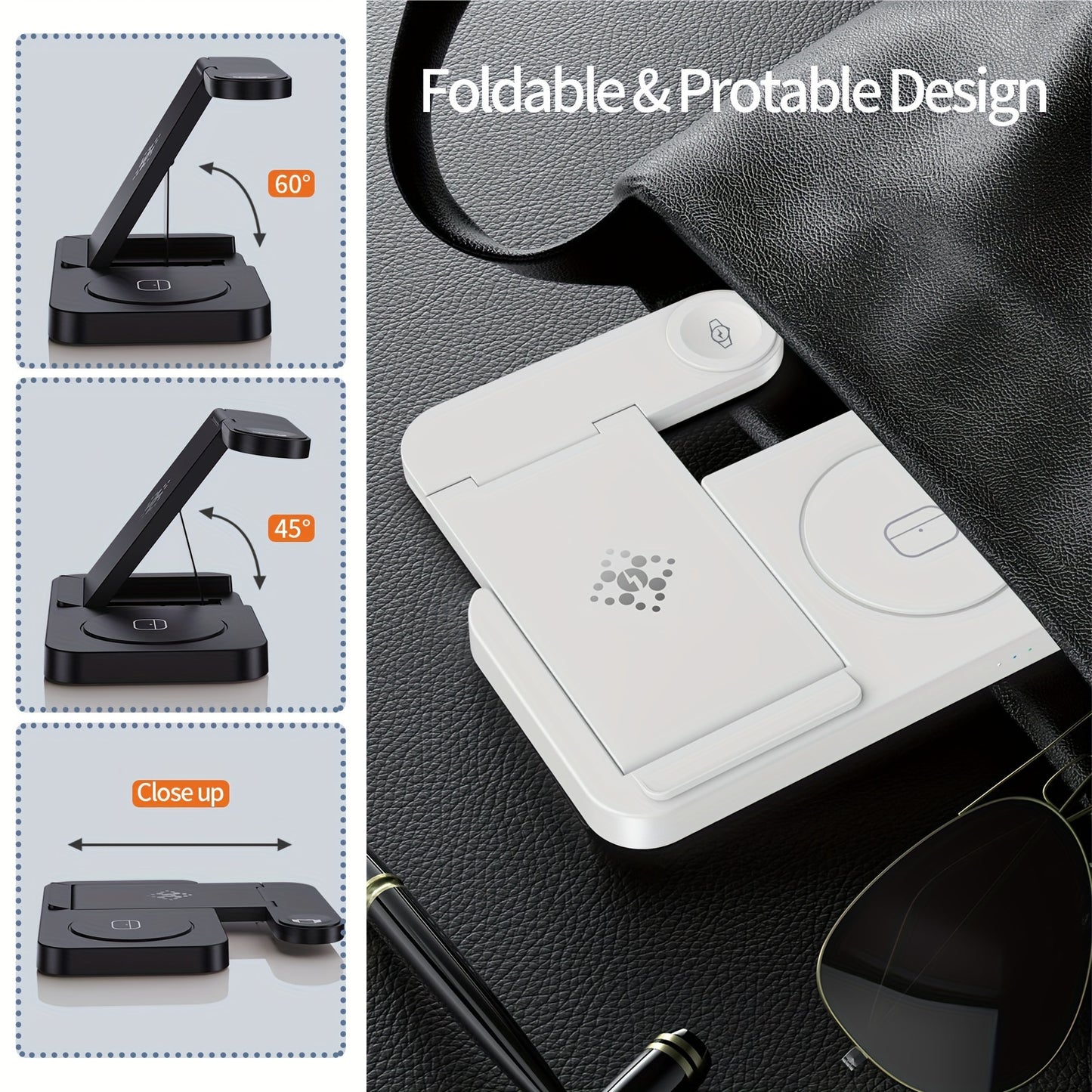 4 In 1 Charging Station, Foldable Fast Wireless Charger Dock Stand For Samsung Android Charging Station Multy Devices For Samsung Galaxy S23 S22 Ultra/S22+/S22/S21/S20/Z Flip 4/Z Fold 4, Galaxy Watch 6/5/4/3, Galaxy Buds/Pro. ShopOnlyDeal