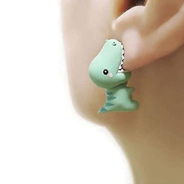 2pcs Animal Cartoon Stud Earring For Women Cute Dinosaur Little Dog Whale Clay Bite Ear Jewelry Funny Gifts Fashion Accessoriesy ShopOnlyDeal