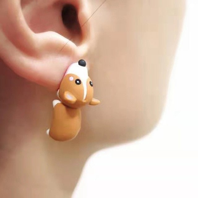 2pcs Animal Cartoon Stud Earring For Women Cute Dinosaur Little Dog Whale Clay Bite Ear Jewelry Funny Gifts Fashion Accessoriesy ShopOnlyDeal