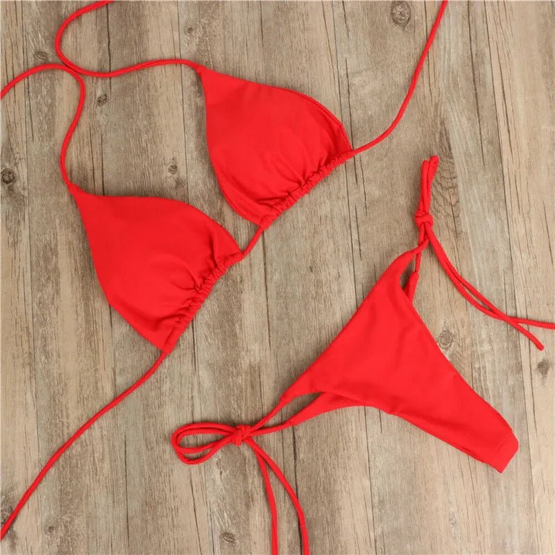 2pcs Sexy Women Summer Swimwear Bikini Set Bra Tie Side G-String Thong Beach e Suit Swimsuit Bathing Suit Swimming Suit ShopOnlyDeal