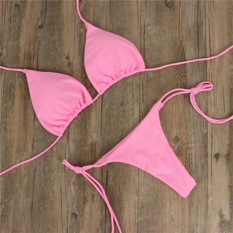 2pcs Sexy Women Summer Swimwear Bikini Set Bra Tie Side G-String Thong Beach e Suit Swimsuit Bathing Suit Swimming Suit ShopOnlyDeal