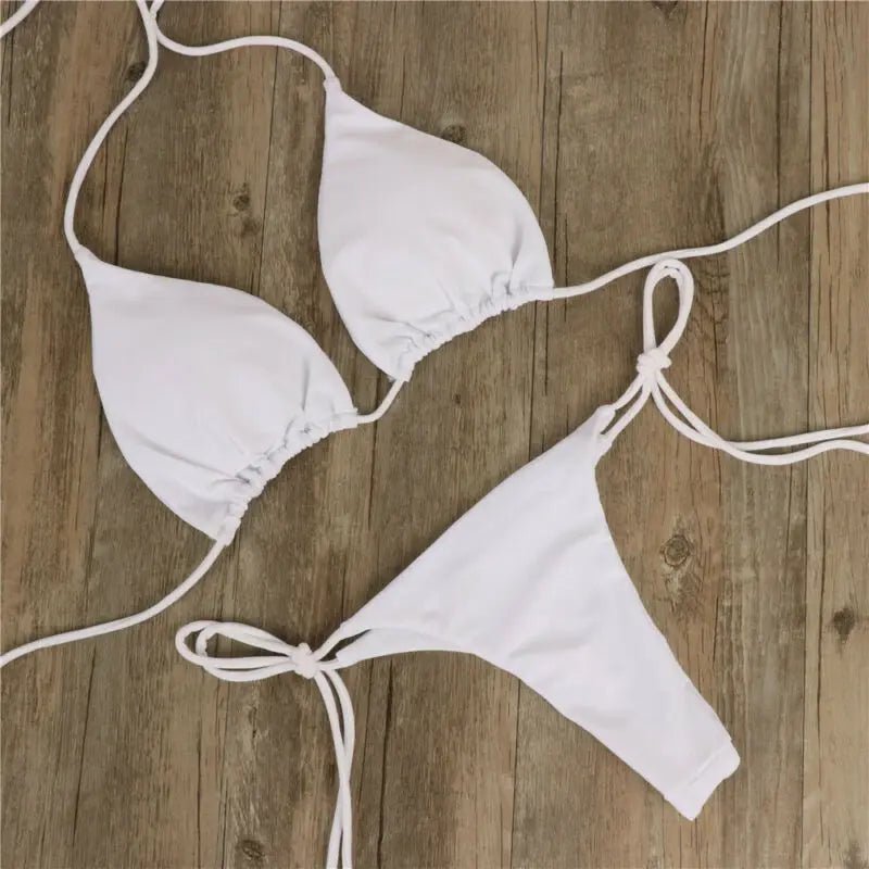 2pcs Sexy Women Summer Swimwear Bikini Set Bra Tie Side G-String Thong Beach e Suit Swimsuit Bathing Suit Swimming Suit ShopOnlyDeal