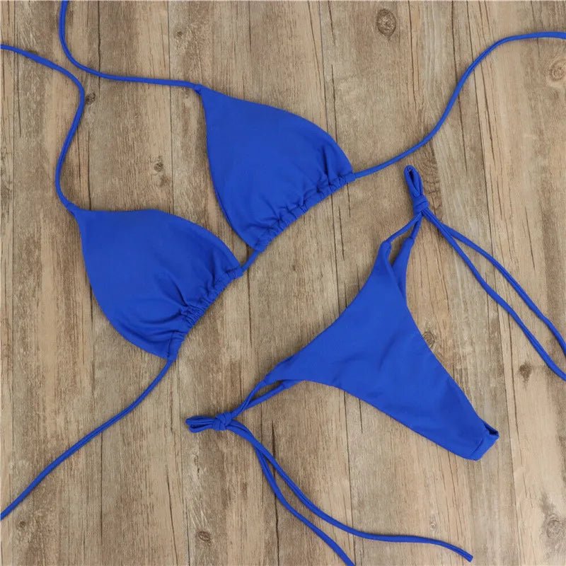 2pcs Sexy Women Summer Swimwear Bikini Set Bra Tie Side G-String Thong Beach e Suit Swimsuit Bathing Suit Swimming Suit ShopOnlyDeal