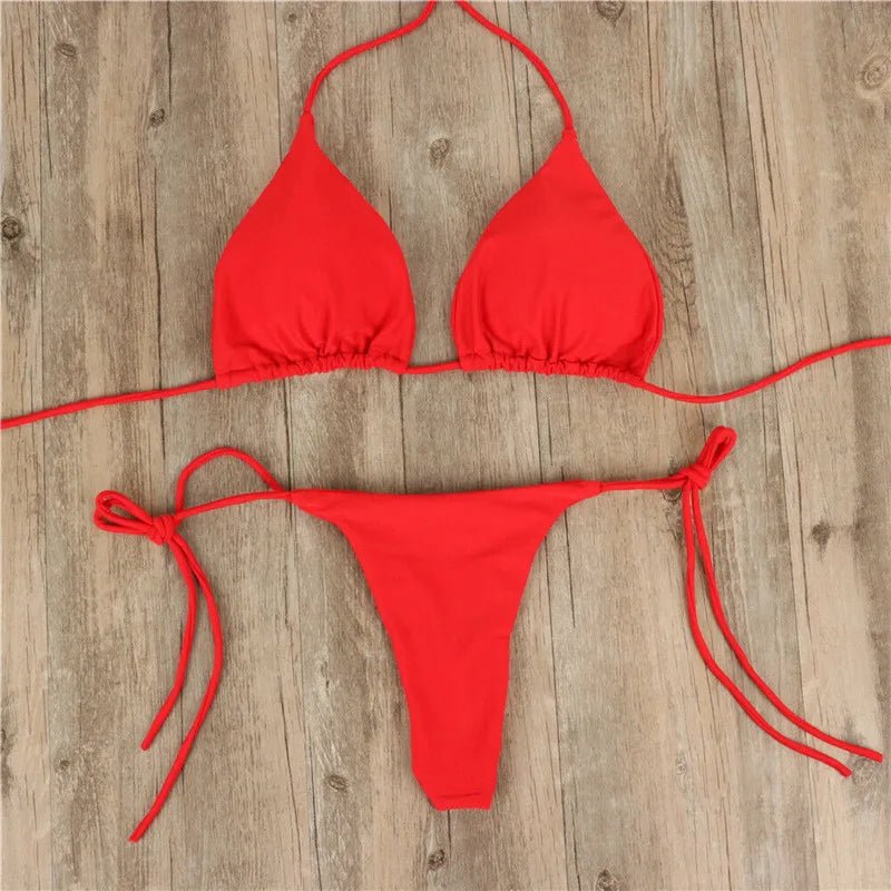 2pcs Sexy Women Summer Swimwear Bikini Set Bra Tie Side G-String Thong Beach e Suit Swimsuit Bathing Suit Swimming Suit ShopOnlyDeal